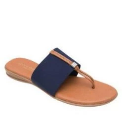 Andre Assous Shoes The Elastic Thong Sandal In Navy