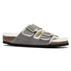 Shoes Arizona Shearling - The Birkenstock Shearling Sandal In Stone Coin