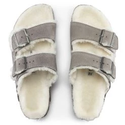 Shoes Arizona Shearling - The Birkenstock Shearling Sandal In Stone Coin
