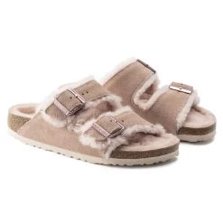 Arizona Shearling - The Birkenstock Shearling Sandal In Light Rose