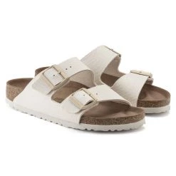 Shoes Arizona Vegan - The Birkenstock Signature Double Band Sandal In Eggshell
