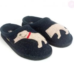 Haflinger The Wool Dog Slipper In Blue Slippers