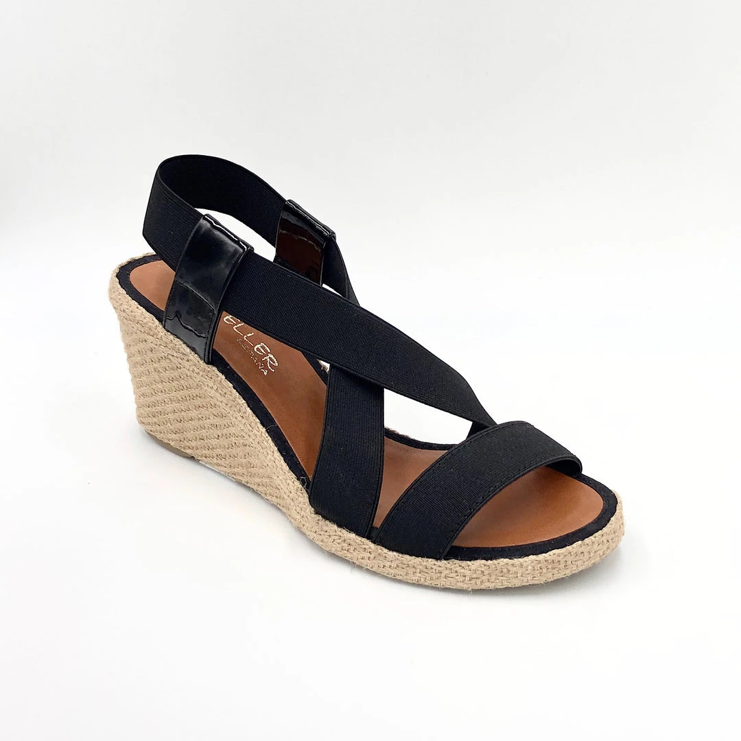 Casteller The Elastic Espadrille Sandal In Black 1 Casteller The Elastic Espadrille Sandal In Black