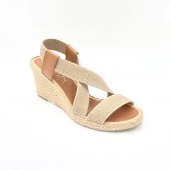 Casteller The Elastic Espadrille Sandal In Natural Linen Shoes