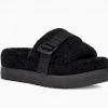 Fluffita - The Fluffy Ugg Platform Slide Slipper In Black