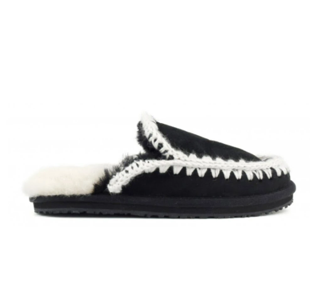 Mou The Crochet Stitch Slipper In Black 2 Mou The Crochet Stitch Slipper In Black