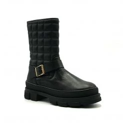 Palpa Shoes The Quilted Moto Bootie In Black