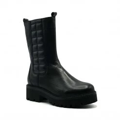 Palpa Shoes The Quilted Leather Bootie In Black