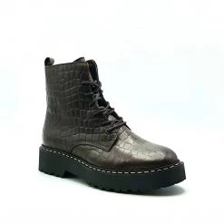 Palpa The Croc Print Boot In Chocolate Shoes