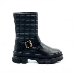 Palpa Shoes The Quilted Moto Bootie In Black