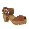 Mia Shoes The Peep Toe Clog Sandal In Luggage
