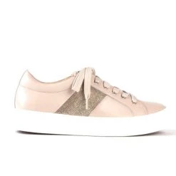 Vaneli The Beaded Chain Stripe Sneaker In Beige