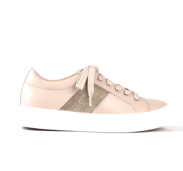 Vaneli The Beaded Chain Stripe Sneaker In Beige 2 Vaneli The Beaded Chain Stripe Sneaker In Beige