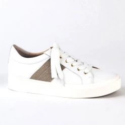 Vaneli Shoes The Beaded Chain Stripe Sneaker In White