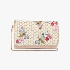 America & Beyond The Beaded Honey Bee Clutch In Natural Handbags