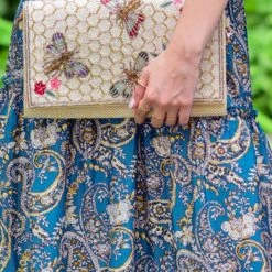 America & Beyond The Beaded Honey Bee Clutch In Natural Handbags