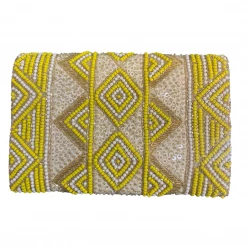 America & Beyond The Beaded Envelope Sunshine Clutch In Natural Yellow Handbags