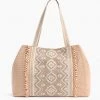 America & Beyond The Embellished Aztec Tote In Rose Gold Natural Handbags