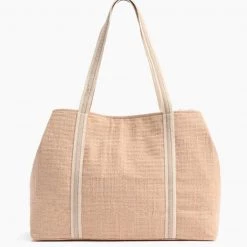 America & Beyond The Embellished Aztec Tote In Rose Gold Natural Handbags