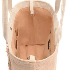 America & Beyond The Embellished Aztec Tote In Rose Gold Natural Handbags