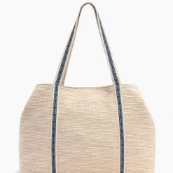 America & Beyond The Beaded Evil Eye Star Tote In Ivory Blue