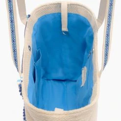 America & Beyond The Beaded Evil Eye Star Tote In Ivory Blue
