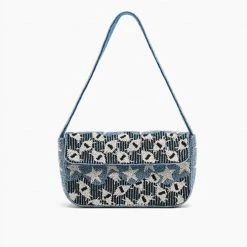 America & Beyond Handbags The Beaded Evil Eye Star Shoulder Bag In Ivory Blue