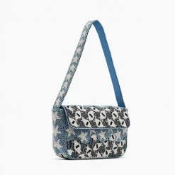America & Beyond Handbags The Beaded Evil Eye Star Shoulder Bag In Ivory Blue