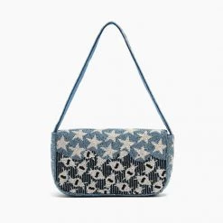 America & Beyond Handbags The Beaded Evil Eye Star Shoulder Bag In Ivory Blue