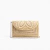America & Beyond The Beaded Whisper Clutch In Ivory Natural