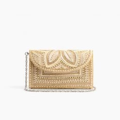 America & Beyond The Beaded Whisper Clutch In Ivory Natural
