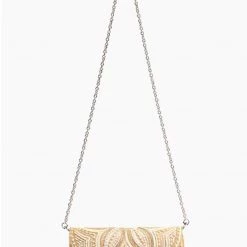 America & Beyond The Beaded Whisper Clutch In Ivory Natural