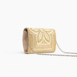 America & Beyond The Beaded Whisper Clutch In Ivory Natural