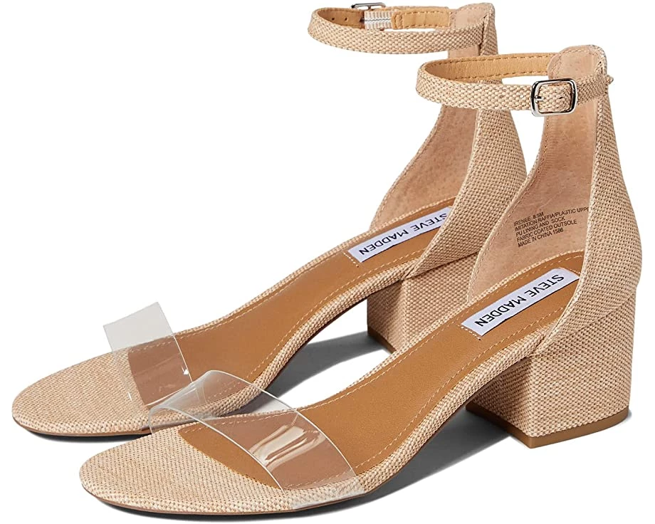 Steve Madden The Block Heel Dress Sandal In Lucite Raffia 3 Steve Madden The Block Heel Dress Sandal In Lucite Raffia