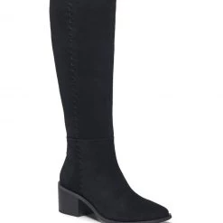 Splendid Shoes The Tall Boot With Mid Stack Heel In Black