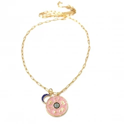 Theia Jewlery The Gold Plated Charm Signs Necklace In Pink