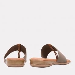 Andre Assous The Elastic Thong Sandal In Taupe Shoes