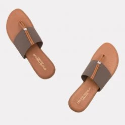 Andre Assous The Elastic Thong Sandal In Taupe Shoes