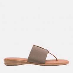 Andre Assous The Elastic Thong Sandal In Taupe Shoes