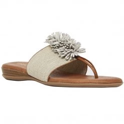 Andre Assous The Elastic Thong Sandal In Beige Linen