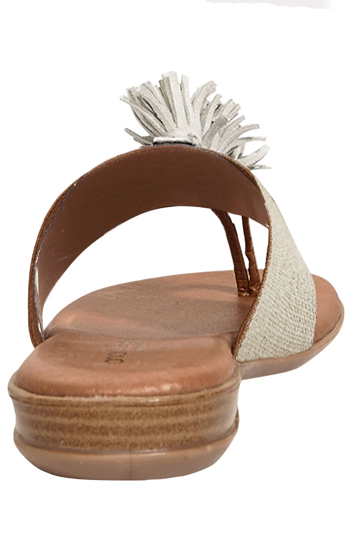 Andre Assous The Elastic Thong Sandal In Beige Linen 4 Andre Assous The Elastic Thong Sandal In Beige Linen