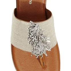 Andre Assous The Elastic Thong Sandal In Beige Linen