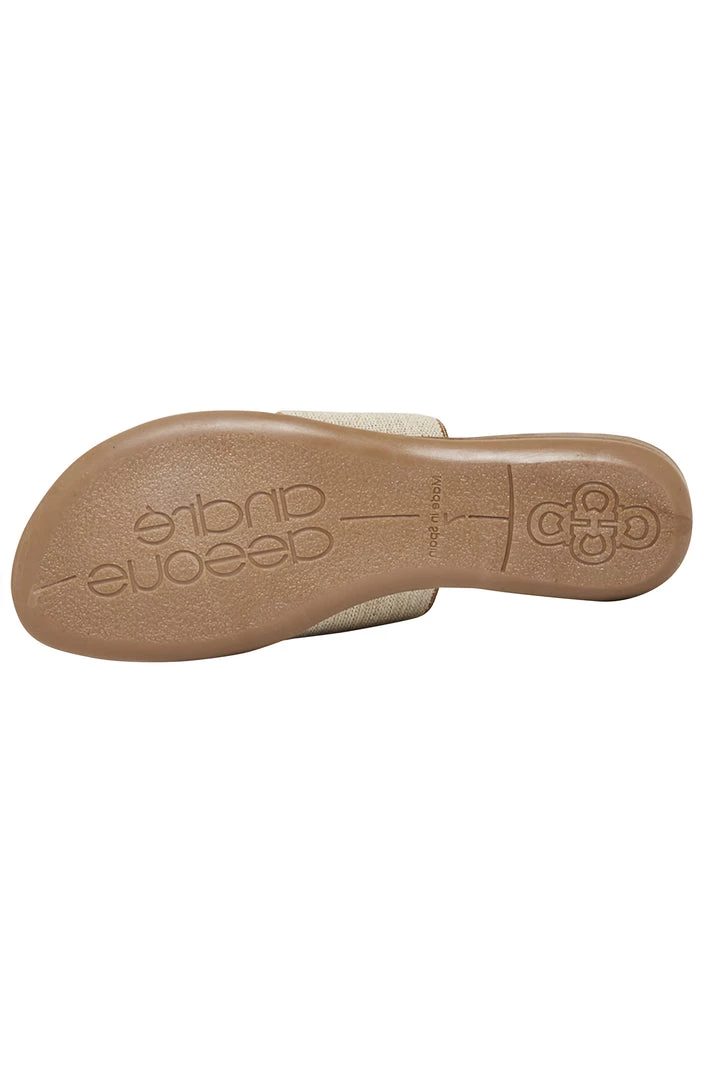 Andre Assous The Elastic Thong Sandal In Beige Linen 5 Andre Assous The Elastic Thong Sandal In Beige Linen