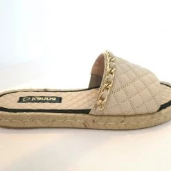 Kanna The Quilted Slide Low Espadrille In Beige Shoes