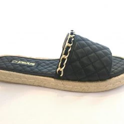 Kanna The Quilted Slide Low Espadrille In Black