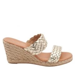 Andre Assous Shoes The Dual Braided Band Mid Espadrille In Platino