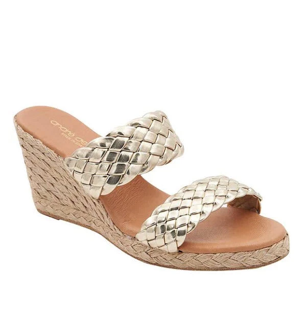 Andre Assous Shoes The Dual Braided Band Mid Espadrille In Platino 1 Andre Assous Shoes The Dual Braided Band Mid Espadrille In Platino