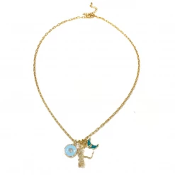 Theia Jewlery Accessories The Gold Plated Charm Clover Necklace In White