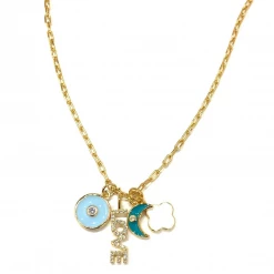 Theia Jewlery Accessories The Gold Plated Charm Clover Necklace In White