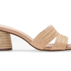 Chocolat Blu The Mid Cylinder Heel Raffia Slide In Natural Shoes